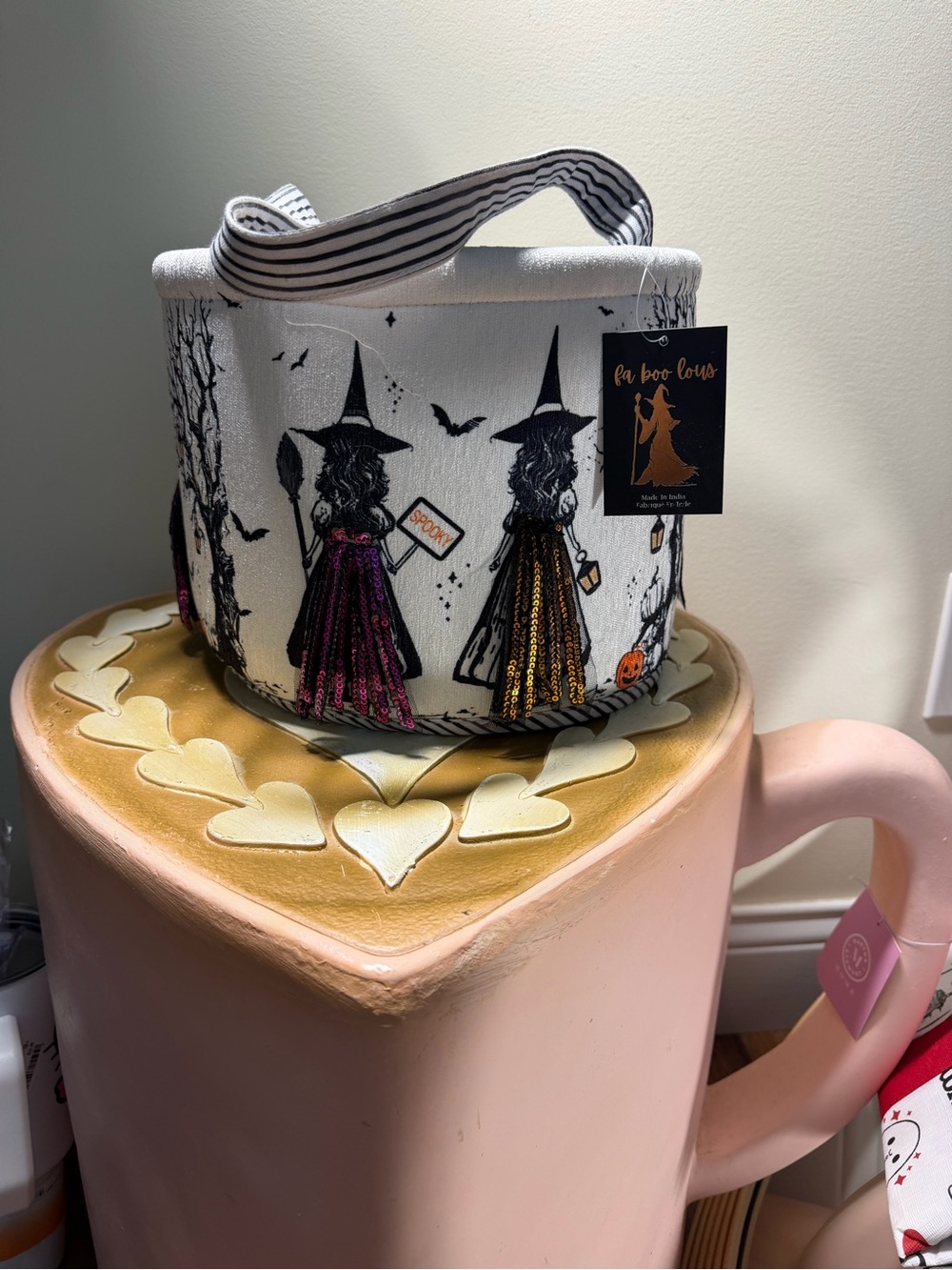 2025 Made in India Halloween Witches with Skirts Treat Bag Basket